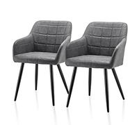 TUKAILAi Set di 2 Sedie Sala da Pranzo in Ecopelle, Sedia Cucina con Schienale, Sedie Imbottite Sala da Pranzo Gambe in Metallo, Ergonomica Poltrona per Sala da Pranzo/Ufficio (Grigio Chiaro)