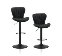 TUKAILAI Set di 2 sgabelli da bar in ecopelle, altezza regolabile, girevole a 360°, con schienale, poggiapiedi, telaio in metallo, moderno a forma di ciotola, per cucina, bar, colore nero