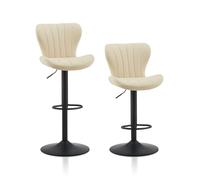 TUKAILAI Set di 2 sgabelli da bar in ecopelle, altezza regolabile, girevole a 360°, con schienale, poggiapiedi, telaio in metallo, moderno a forma di conchiglia, sgabello da cucina, sgabello da