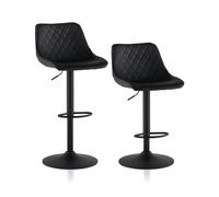TUKAILAI Set di 2 sgabelli da bar in ecopelle lucida con schienale, girevole, moderno sgabello da cucina con poggiapiedi, girevole a 360°, regolabile in altezza, poggiapiedi, nero