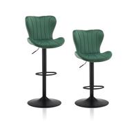 TUKAILAI Set di 2 sgabelli da bar in velluto, regolabile in altezza, girevole a 360°, con schienale, poggiapiedi, telaio in metallo, moderno a forma di ciotola, per cucina, bar, verde
