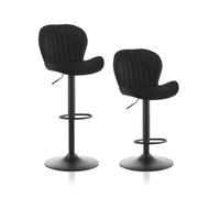 TUKAILAI Set di 2 sgabelli da bar in velluto, sedia da bar regolabile in altezza, girevole a 360°, sgabello con schienale, poggiapiedi, telaio in metallo, sgabello imbottito da cucina, sedia da bar