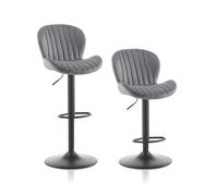 TUKAILAI Set di 2 sgabelli da bar in velluto, sedia da bar regolabile in altezza, girevole a 360°, sgabello con schienale, poggiapiedi, telaio in metallo, sgabello imbottito da cucina, sedia da bar