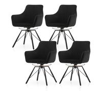 TUKAILAI Set di 4 sedie da pranzo girevoli in velluto, ergonomiche con braccioli, gambe in metallo, per sala da pranzo, soggiorno, cucina, colore nero