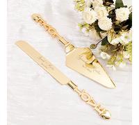 TUKDAK Cake Cutting Set for Wedding, Personalized Gold Cake Knife and Server Set, Custom Cake Serving Set, Engraved Pastry Pie Server Cake Pizza Cutter, Christmas Birthday Bridal Gift (Love)