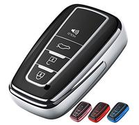 Tukeller - Custodia protettiva per chiave Toyota, in morbido TPU, compatibile con telecomando Toyota Camry Smart 2018 (solo per Keyless Go), 4 pulsanti, argento
