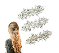 TUKEVA 3 Pezzi Barrette stile strass vintage fermaglio per capelli francese cristallo Fermagli per Capelli da Sposa in Cristallo Argento per matrimoni,feste,eventi Accessori decorativi (Colore A)