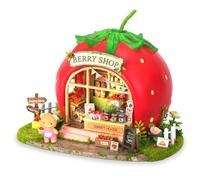 TuKIIE Kit fai da te in miniatura con mobili, scala 1:100, camera creativa, mini casa delle bambole in legno, angolo libro, per bambini, adolescenti, adulti (Berry Shop)