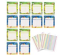 TUKNN Grafici degli Incentivi, Tabellone Ricompensa per Bambini, Bedtime Chart, Bedtime Routine Chart Tabella dei Premi, con 480 Adesivi a Forma di Stella, 12 Pezzi
