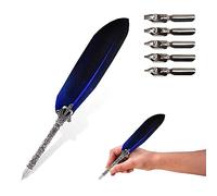 TUKNN Penna Piuma, Penna con Piuma, Penne con Piuma, Penne Piuma, Penna Stilografica Piuma, Stilografica Piuma, Penna Stilografica con Piuma, Penna a Forma di Piuma, con 5 Pennini di Ricambio, Blu