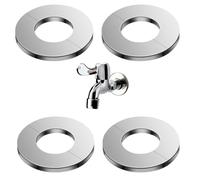 TUKNN Rosetta cromata in acciaio inox, 4 pezzi, copertura per foro valvola autoadesiva, 25 mm, argento, frizione, raccordo per tubi, copertura per tubi