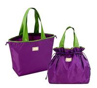 TUKRKRS 2PACK Foldable Reusable Grocery Bags, Large Reusable Shopping Totes Heavy Duty for Travel, Market or Storage, Reusable Large Capacity Bag Holds 35 lbs, 17.3 × 16.5 × 3.9 in(Purple)