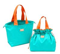 TUKRKRS 2PACK Foldable Reusable Grocery Bags, Large Reusable Shopping Totes Heavy Duty for Travel, Market or Storage, Reusable Large Capacity Bag Holds 35 lbs, 17.3 × 16.5 × 3.9 in(Sky blue)