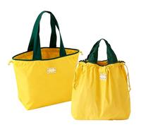 TUKRKRS 2PACK Reusable Grocery Shopping Bags Large, Foldable Reusable Tote Bag for Market or Storage, Heavy Duty Handles Hold 35 lbs, Washable and Portable, 17.3 × 16.5 × 3.9 in(Yellow)