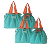 TUKRKRS 4PACK Reusable Grocery Bags with Handles, Foldable Heavy Duty Totes for Market, Storage, and Travel Use, Holds 35 lbs, Size 17.3 in × 16.5 in × 3.9 in