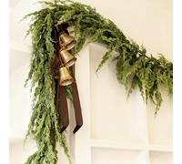 TUKRKRS 6FT Cedar Christmas Garland - Real Touch Norfolk Pine Greenery, Pre-Lit Christmas Garland for Mantle, Wall, Stair Railing, Fireplace, Indoor Outdoor Holiday Garland Decorations