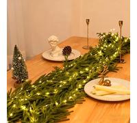 TUKRKRS 9FT Artificial Christmas Cedar Garland - Realistic Pre-Lit Norfolk Pine Greenery Garlands, Christmas Garland for Mantle And Stair Railing(Bulb Not Included)