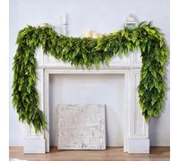 TUKRKRS 9FT Cedar Christmas Garland for Mantle -Norfolk Garland with Lights, Artificial Greenery Cedar Garland for Fireplace, Stair Railing, Wall, Indoor Outdoor Xmas Decor