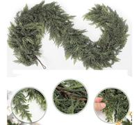 TUKRKRS 9FT Norfolk Pine Christmas Garland with Lights - Real Touch Artificial Cedar Garland for Fireplace, Stair Railing, Doorway, Indoor Outdoor Xmas Decorations, Classic Winter Greenery Decor