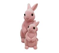 TUKRKRS Artisan Hand-Flocked Rabbit Figurine-Modern Resin Bunny Sculpture Premium Pink Easter Decor for Console Table, Shelf Living Room (Individual Style)(Warm)