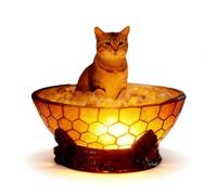 TUKRKRS Artisan Resin Dog Statue Lamp-Unique Bubble Series LED Ambient Light Honeycomb Texture Bedside Decor for Living Room Party Atmosphere(Cat Reading Light)