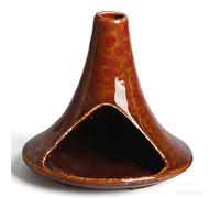 TUKRKRS Ceramic Palo Santo Holder Sage Smudge Bowl - Windproof Ash Catcher Burner - Heat Resistant Pottery Incense Chimney for Meditation Yoga Home Decor(Light Brown with Red speckles)