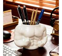 TUKRKRS Creative Bodybuilder Pen Holder for Desk Funny Muscular Man Pencil Cup Resin Stationery Organizer Makeup Brush Holder Gym Themed Office Decor Gift for Boss Men Students