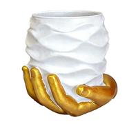 TUKRKRS Creative Resin Pen Holder for Desk 2 Pack,Crinkled Sack Pencil Cup Makeup Brush Organizer Modern Aesthetic Office Desk Accessories Gift for Women Men(Bianco)