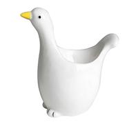 TUKRKRS Cute Ceramic Duck,Cup Holder Funny Goose Figurine Hard Boiled Egg Stand Porcelain Breakfast Serveware Makeup Sponge Holder Air Plant Container Gift (White/Green)(Bianco)
