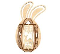 TUKRKRS Easter Wooden Bunny Lantern Hollow Rabbit Silhouette Tabletop Decor 7" Miniature Handcrafted Wood Lantern Frame for Spring Party, Garden Office - Whimsical DIY Candle Shade(Option B)