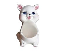 TUKRKRS Funny Cat Egg Cup Holder for Soft Boiled Eggs Hand-Painted Ceramic Kitten Figurine with Open Mouth Cute Breakfast Stand Novelty Gift for Cat Lovers Women Men (White/Yellow)(Bianco)