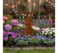 TUKRKRS Happy Easter Decorations Outdoor Garden - Rustic Metal Bunny Silhouette for Spring Holiday Party, Iron Art Rabbit Yard Stakes for Easter Egg Hunt, Lawn Backyard Decor(Large Rabbit)