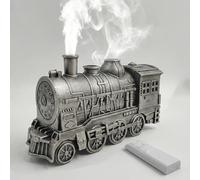 TUKRKRS Locomotive Aromatherapy Diffuser with Smoke Ring & Direct Mist, Remote Control, Warm/Blue Night Light, Vintage Decor Gift for Train Lovers,Valentine's Day Gift for Boyfriend(Silver)