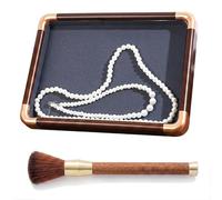 TUKRKRS Mother’s Day Gift Stackable Jewelry Organizer Tray, Leather Case with Soft Brush, Multiple Sections for Mom’s Rings Earrings, A Place for Her Treasures(Empty tray)