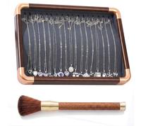 TUKRKRS Mother’s Day Gift Stackable Jewelry Organizer Tray, Leather Case with Soft Brush, Multiple Sections for Mom’s Rings Earrings, A Place for Her Treasures(Necklace tray)