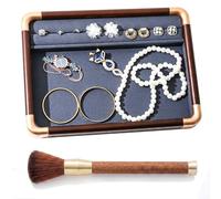 TUKRKRS Mother’s Day Gift Stackable Jewelry Organizer Tray, Leather Case with Soft Brush, Multiple Sections for Mom’s Rings Earrings, A Place for Her Treasures(1-slot tray)