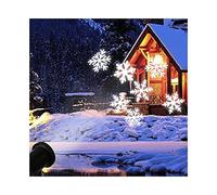 TUKRKRS Proiettore natalizio con fiocchi di neve per esterni, con pannelli solari IP65 impermeabile per vacanze LED in movimento proiettore per neve paesaggio decorativo fiocco di neve illuminazione