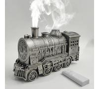 TUKRKRS Retro Train Diffuser with Remote, Jellyfish Smoke Ring Mode & Direct Mist, 2-Color Ambient Light (Warm/Blue), 8H Timer, Waterless Auto-off, Unique Tech Gift for Men (Silver)(Silver)