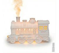 TUKRKRS Retro Train Essential Oil Diffuser with Remote Control, 300ml Cool Mist Humidifier Aromatherapy for Large Room,Realistic Flame Light,Valentine's Day Gift for Boyfriend(Bianco)