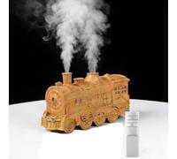 TUKRKRS Retro Train Humidifier & Diffuser with Remote, Realistic Smoke Ring Effect, Warm/Blue Mood Light, 8H Timer, Vintage Desktop Decor Gift,Valentine's Day Gift for Boyfriend(Light Wood Grain)
