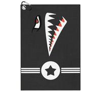 TUKRKRS Shark Attack Print Microfiber Golf Towel with Aluminum Hook - 15.75"x23.62" Funny Gift for Golf Buddies - Quick Dry Absorbent for Clubs Balls Hands