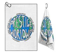 TUKRKRS World Map Golf Towel 15.75 x 23.62 Inches with Carabiner Clip, Microfiber Cellular Texture, Highly Absorbent Quick Dry, Soft Lint Free for Clubs and Balls