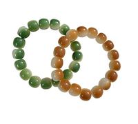 TUKRPQMRI Braccialetto cinese naturale verde bianco in resina sfumata Bracciale regolabile in giada portafortuna liscia for uomo e donna estate cinese Hanfu cheongsam accessori/756(Yellow)