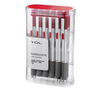 TUL BP3 Ballpoint Retractable Medium Point 1.0 mm Silver Barrel Red Ink Pack Of 12