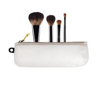 tulahkomen Borsa per pennelli da trucco, organizer portatile con grande apertura con cerniera, astuccio per pennelli da viaggio, organizer per penne, per donne, ragazze, borsa per WC, bianco, vedi