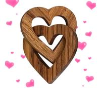 tulahkomen Cuori in legno ad incastro, decorazione da tavolo in legno, per scrivania, romantici, per coppie di sposi, romantici, per amanti dell'artigianato, matrimoni, San Valentino, camera da letto