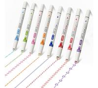 TULAMORIY 8 Pezzi Evidenziatori Curve A Doppia Testa,Curve Highlighter Pen,penne curve colorate con 8 diverse forme e colori,per Bambini,Diari e Scrapbooking,Ufficio,Studio