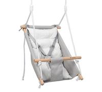 Tulano Hop 40 Altalena per bambini 3in1 - Altalena sospesa e seggiolino in cotone e legno - Dai 6 mesi - Imbottitura sicura - Portata 60 kg - Per interno ed esterno - Grigio