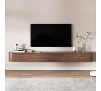 TULAZOU Mobile TV galleggiante, 240 cm, mobile TV sospeso con porta, mobile TV moderno per TV, grande armadio per TV per soggiorno (marrone, 240 cm)