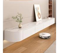 TULAZOU Mobile TV,Larghezza 240 cm,Mobile TV Sospeso,Moderno Mobile da Soggiorno(Bianco + Pietra sinterizzata)